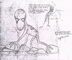 Bill Bartlett's sketch of the Dover Demon